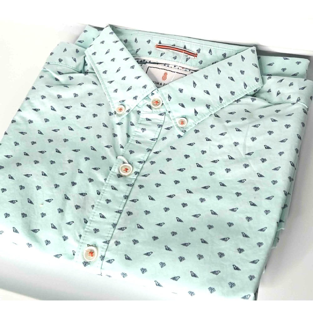 Denim & Flower Ricky Singh Poplin Light‎ Blue Men's Small Slim Fit